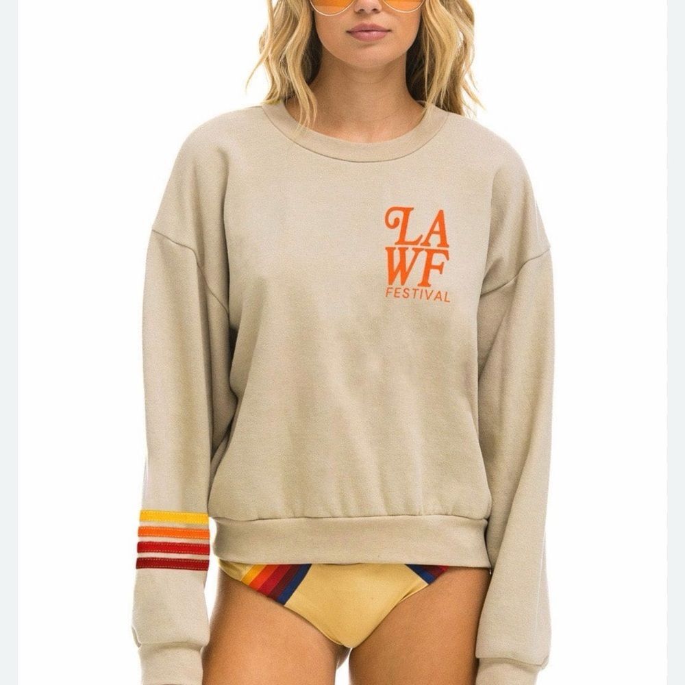 Aviator Nation LOS ANGELES WINE & FOOD 2025 CREW SWEATSHIRT RELAXED - SAND - Picture 1 of 7